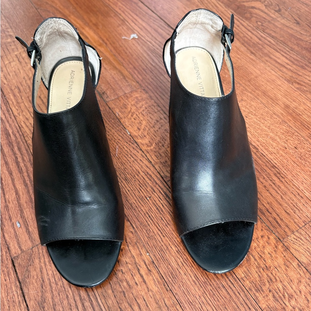 Adrienne Vittadini Black Open-Toe Slingback Mules